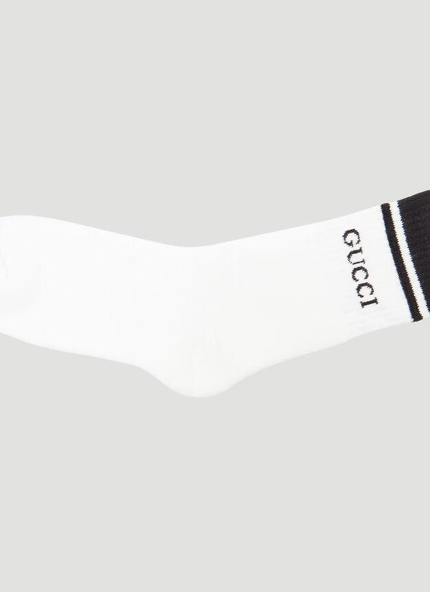 商品Gucci|Gucci Logo Striped Socks in White,价格¥1442,第2张图片详细描述