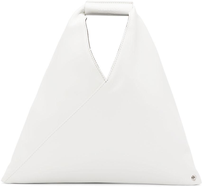 White Faux-Leather Mini Triangle Tote商品第1张图片规格展示