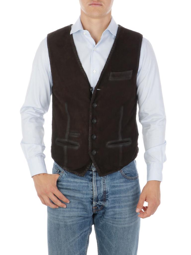 商品THE JACK LEATHERS|The Jack Leathers Men's Brown Other Materials Vest,价格¥2297,第1张图片
