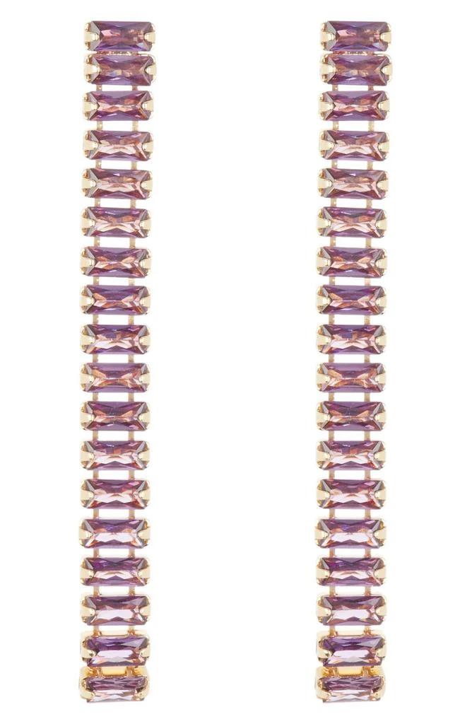 商品Cara|Baguette Crystal Linear Drop Earrings,价格¥41,第2张图片详细描述