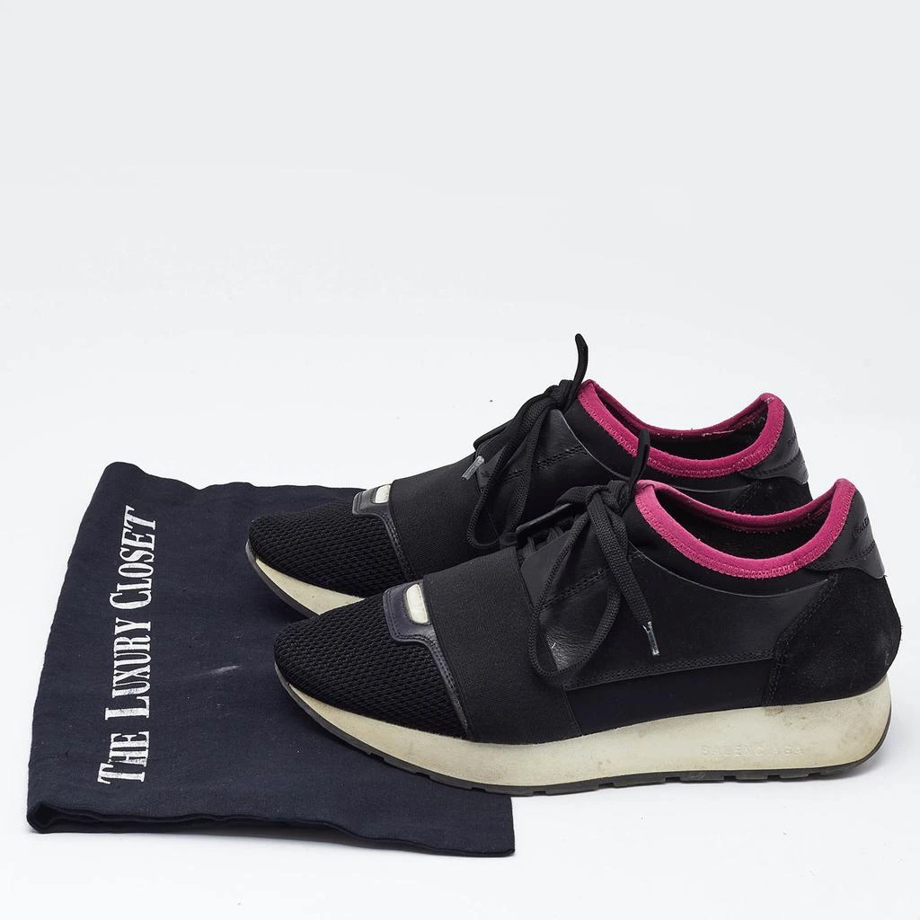 Balenciaga Black Fabric and Leather Race Runner Lace Up Sneakers Size 37 商品