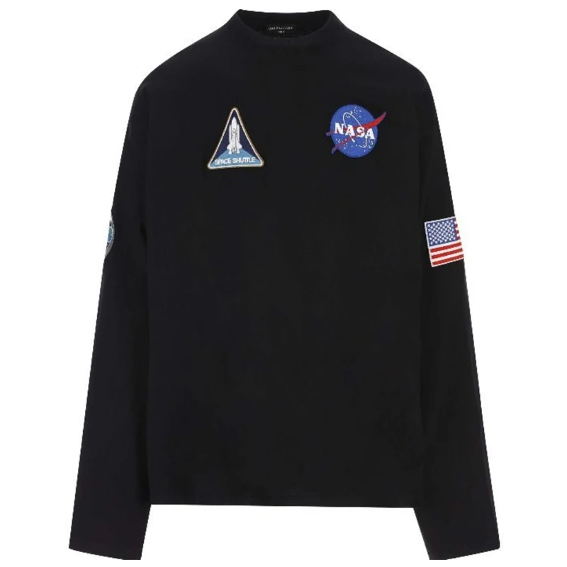 商品[国内直发] Balenciaga|巴黎世家 x nasa 联名款 太空船印花半高领长袖T恤 男款 黑色,价格¥4376,第1张图片