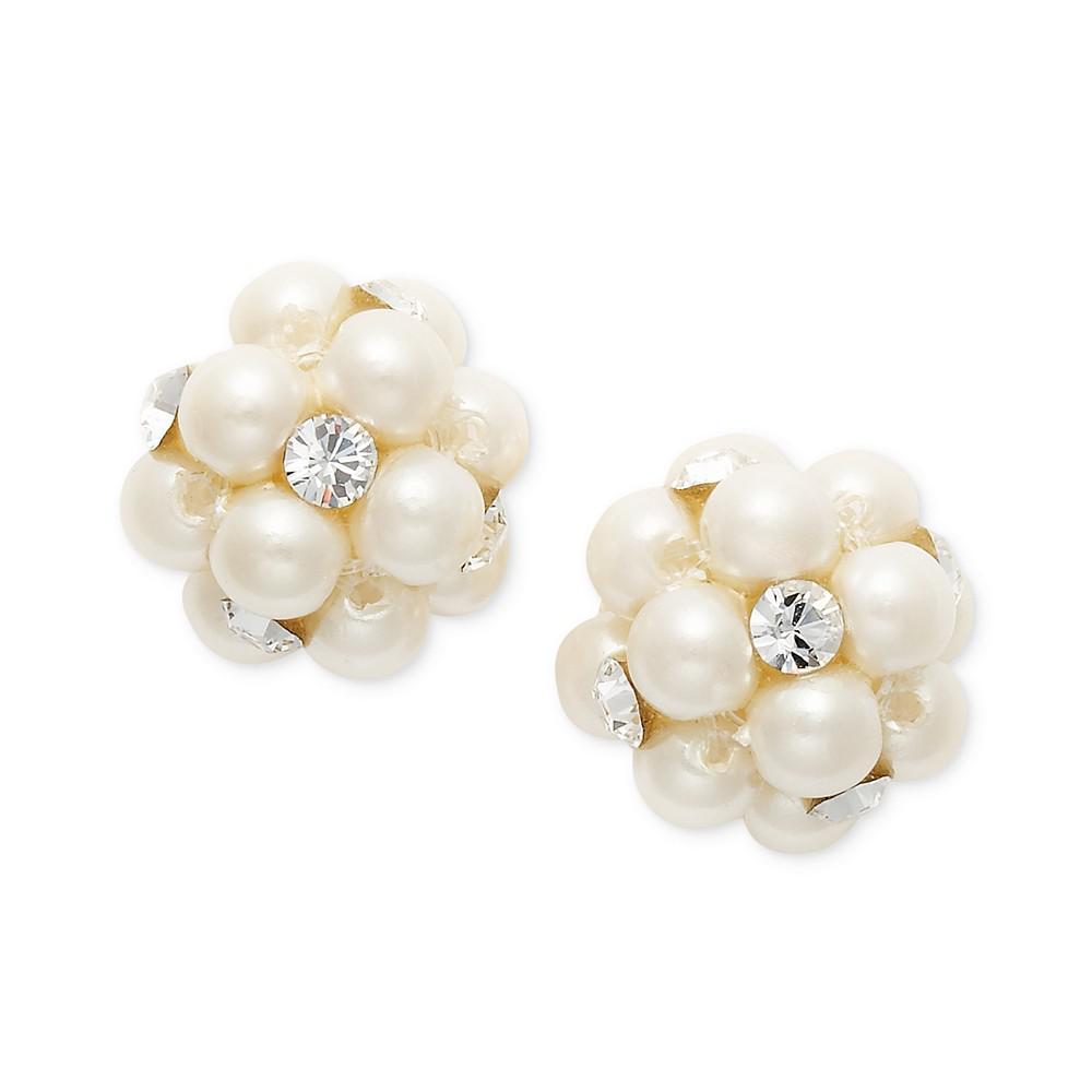 商品Charter Club|Imitation Pearl and Crystal Cluster Earrings, Created for Macy's,价格¥84,第1张图片