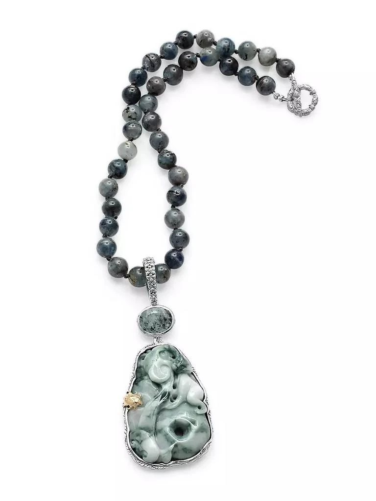 商品Stephen Dweck|One-Of-A-Kind Sterling Silver, 18K Yellow Gold, Aquamarine, &amp; Jade Pendant Necklace,价格¥44775,第3张图片详细描述