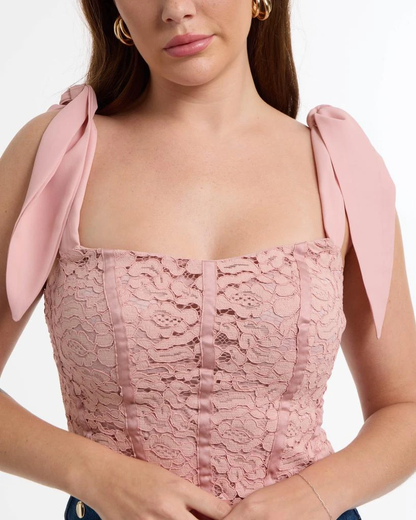 商品Bebe|BEBE Women's Corded Lace Bustier with Chiffon Tie,价格¥628,第4张图片详细描述