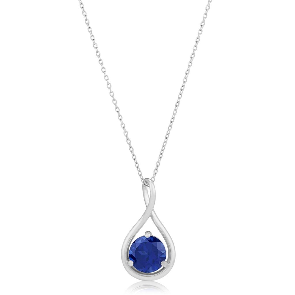 14K White Gold 7mm Round Gemstone Infinity Twist Pendant, 18 inch Cable Chain商品第6张图片规格展示