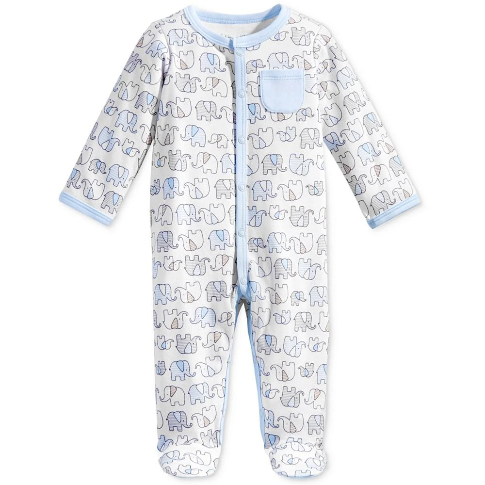 商品First Impressions|Baby Boys 1-Pc. Elephant-Print Footed Coverall, Created for Macy's,价格¥98,第1张图片