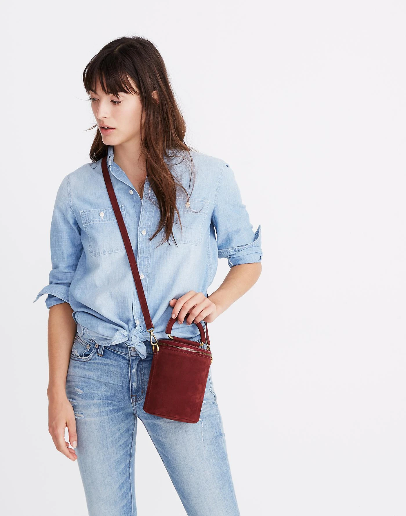 商品Madewell|The Holland Binocular Bag in Nubuck Leather,价格¥789,第2张图片详细描述