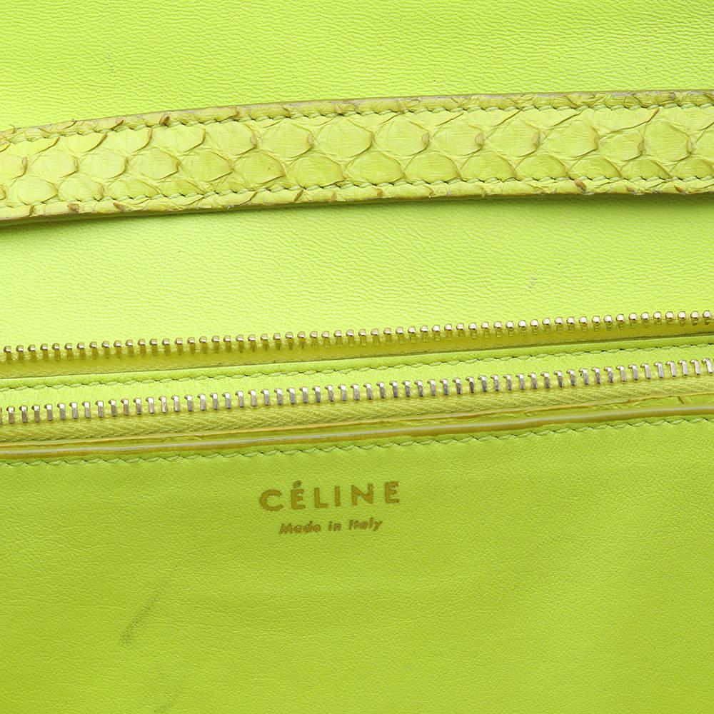 Celine Neon Yellow Python Leather Medium Box Shoulder Bag商品第7张图片规格展示