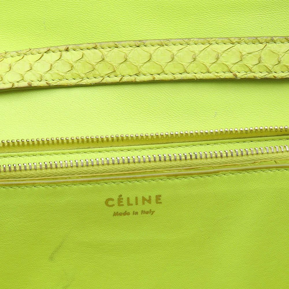 Celine Neon Yellow Python Leather Medium Box Shoulder Bag 商品