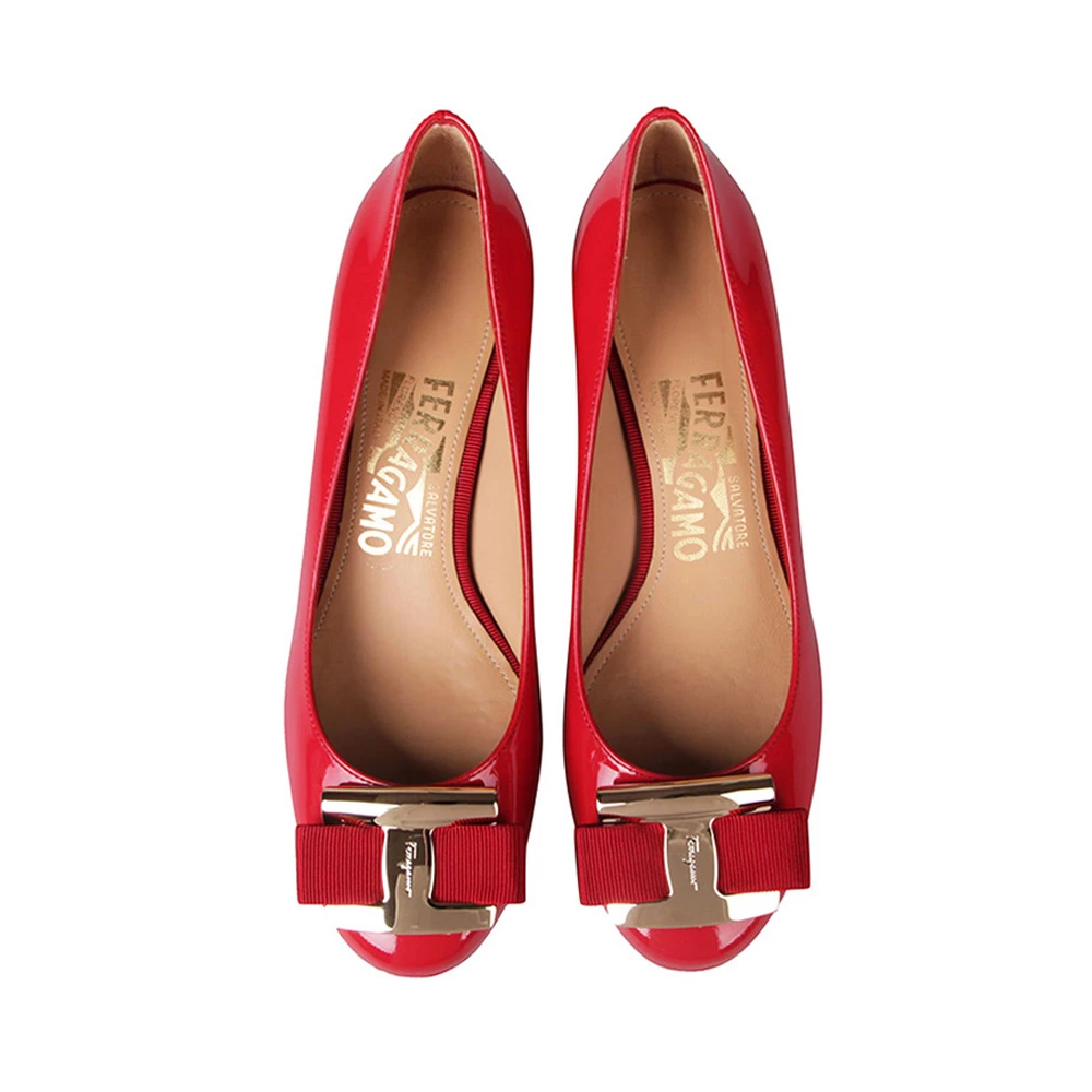 SALVATORE FERRAGAMO 女士红色牛皮坡跟鞋休闲鞋 0591075 商品