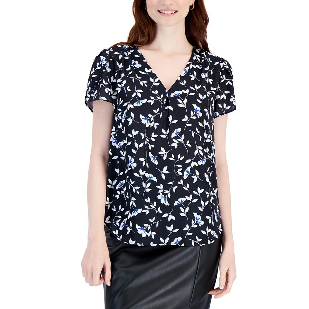 Women's Printed Tulip-Sleeve Blouse商品第1张图片规格展示