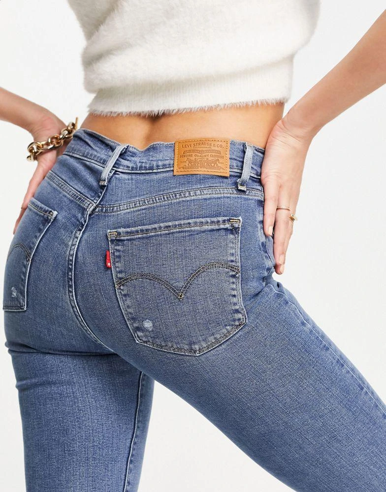 商品Levi's|Levi's 724 high rise ripped straight jean in mid wash,价格¥543,第3张图片详细描述