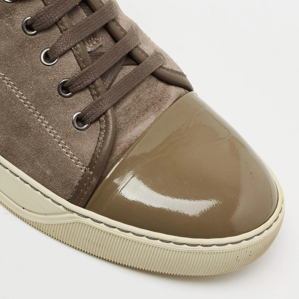 Lanvin Dark Grey/Olive Green Suede and Patent Leather DDB1 Low Top Sneakers Size 42 商品