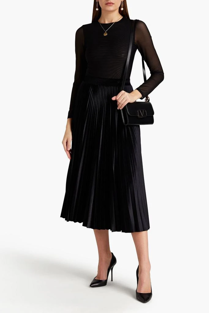 商品Valentino|Pleated stretch-velvet midi skirt,价格¥6442,第2张图片详细描述
