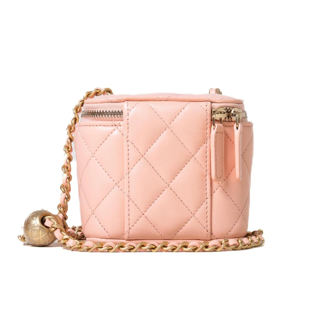 商品Chanel|Chanel Mini Vanity Lambskin Bag With Pearl Chain Light Orange,价格¥23948,第3张图片详细描述
