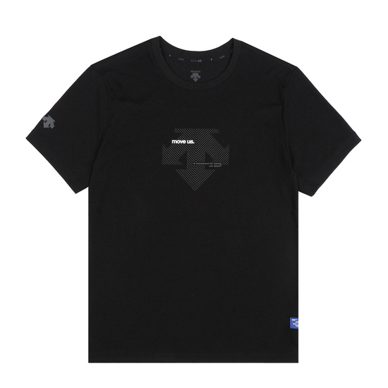 商品DESCENTE|【享贝家】DESCENTE 迪桑特 线条纹标短袖T恤 黑色 SM323UTS76-BLK0（现采购商品，下单后12天内发货）,价格¥362,第1张图片