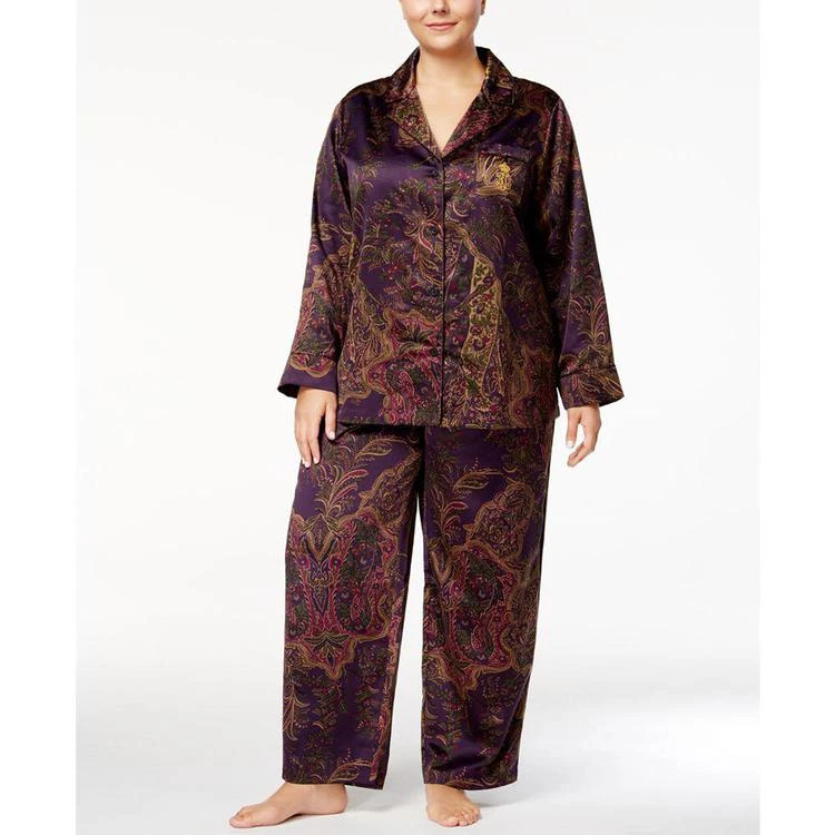 商品Ralph Lauren|Plus Size Satin Pajama Set,价格¥446,第2张图片详细描述
