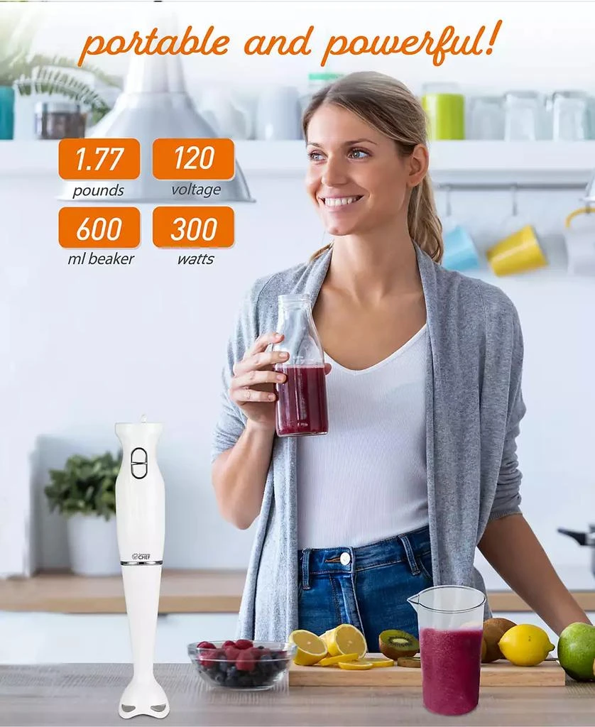 商品Commercial Chef|Immersion Blender, Hand Blender with Stainless Steel Blades, Immersion Blender with Quiet Motor, Electric Mini Blender for Delicious Food,价格¥162,第4张图片��详细描述