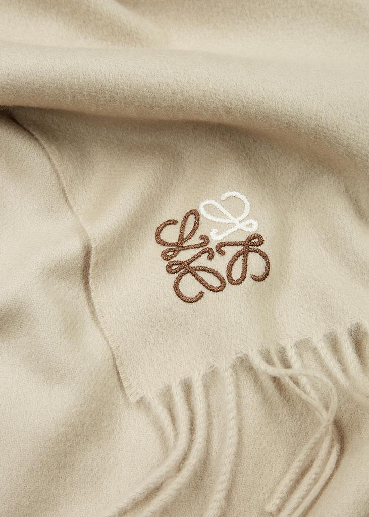 Stone logo-embroidered cashmere scarf商品第3张图片规格展示