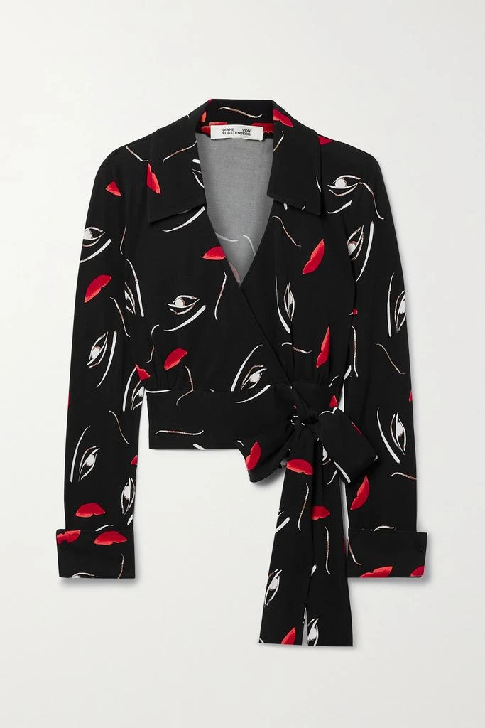 商品Diane von Furstenberg|Bobbie 印花弹力平纹布围裹式上衣,价格¥1699,第1张图片