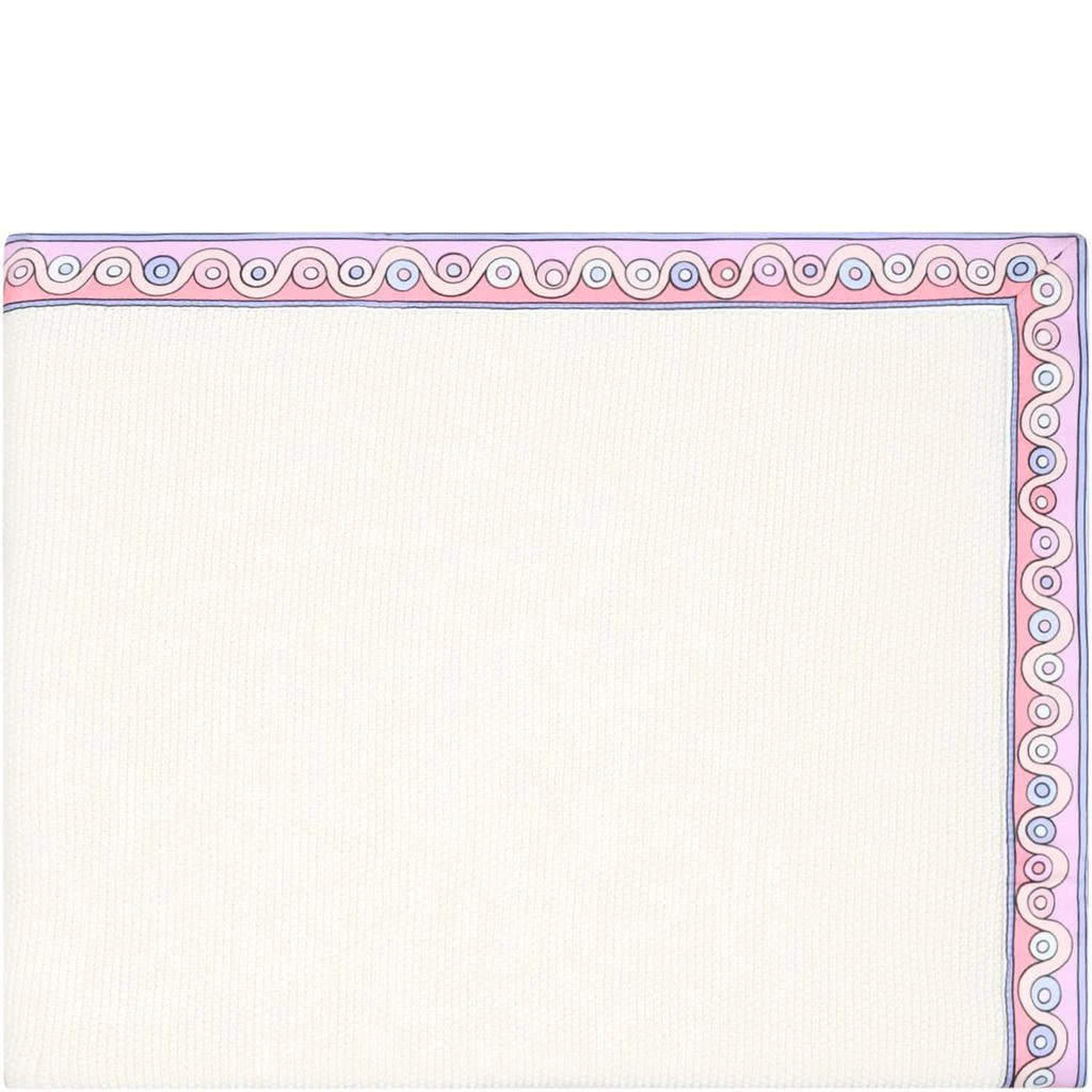 商品EMILIO PUCCI|Emilio Pucci Ivory Blanket For Baby Girl With Multicolor Details,价格¥1556,第1张图片
