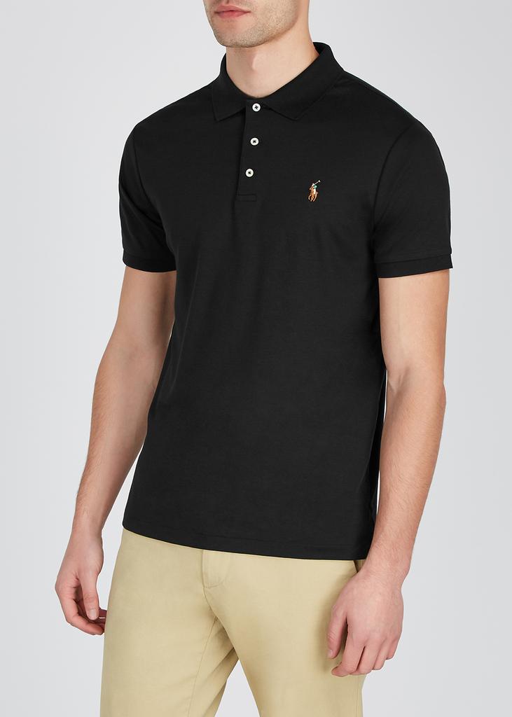 Black slim Pima-cotton polo shirt商品第2张图片规格展示