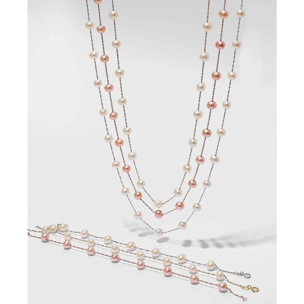 商品Effy|EFFY® Cultured Freshwater Pearl Station 18" Necklace in 14k Gold (5-1/2mm),价格¥1803,第3张图片详细描述