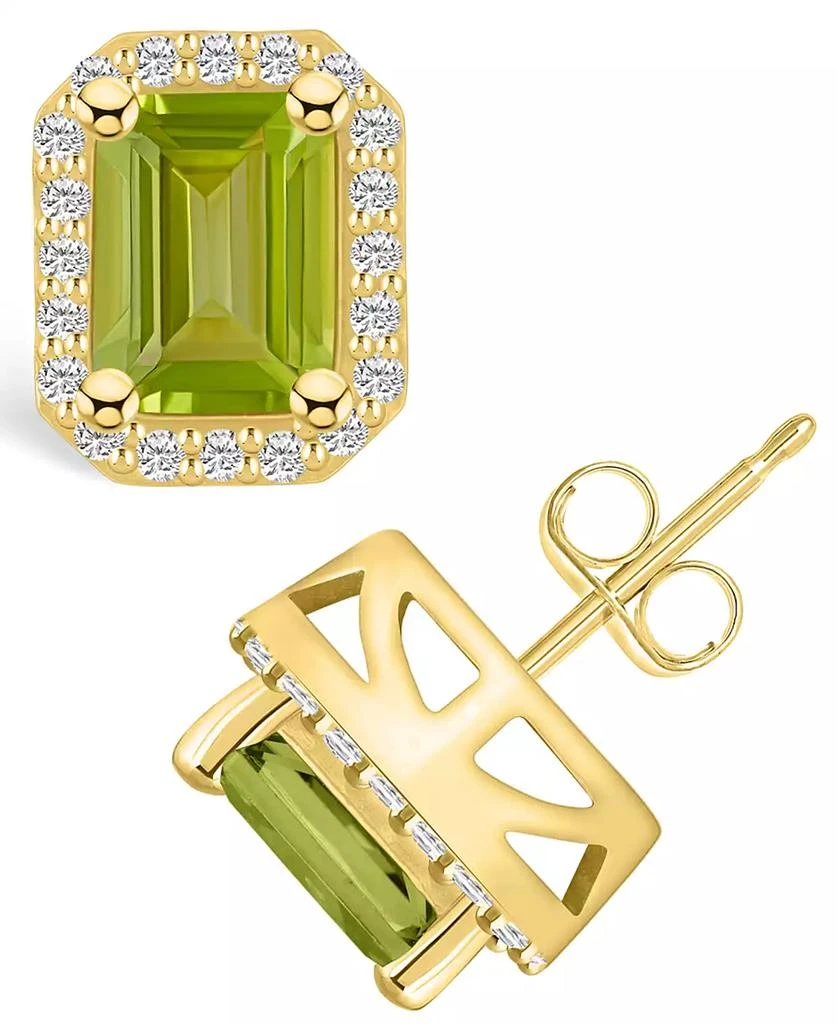 商品Macy's|Peridot (3-3/8 ct. t.w.) and Diamond (3/8 ct. t.w.) Halo Stud Earrings in 14K Yellow Gold,价格¥11125,第1张图片