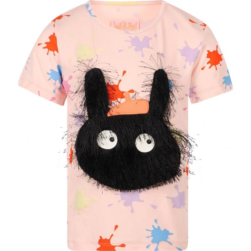 商品Wauw Capow|Art bunny paint t shirt in pink,价格¥562,第1张图片