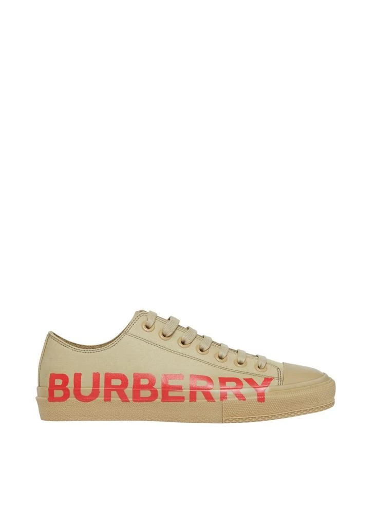 商品Burberry|Logo print cotton gabardine sneakers,价格¥3503,第1张图片