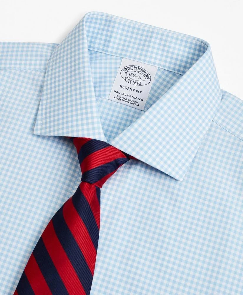 商品Brooks Brothers|Stretch Regent Regular-Fit  Dress Shirt, Non-Iron Poplin English Collar French Cuff Gingham,价格¥479,第2张图片详细描述