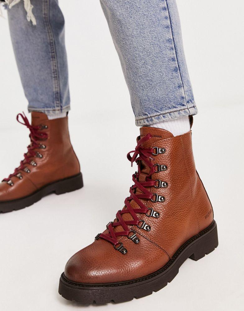 商品Tommy Hilfiger|Tommy Hilfiger lace up boots in brown,价格¥1452,第5张图片详细描述