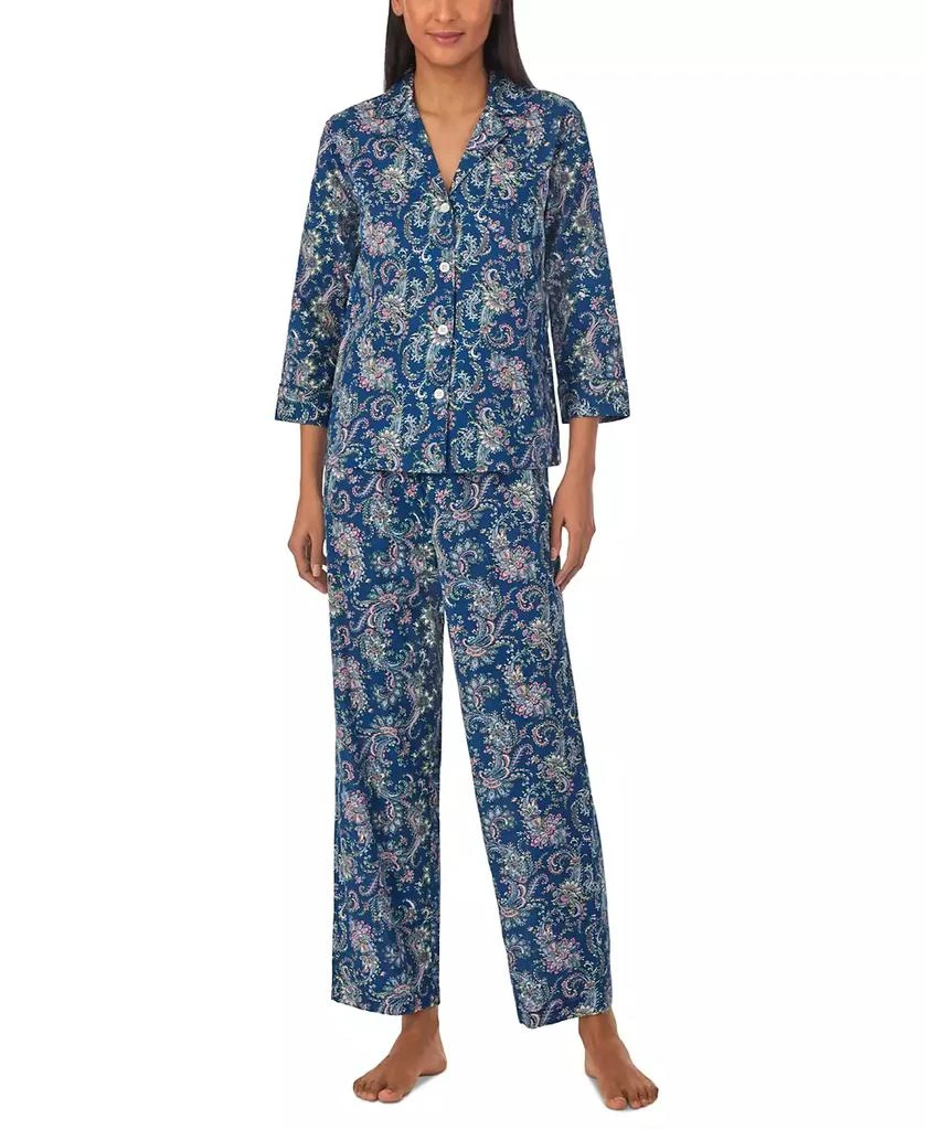 商品Ralph Lauren|Women's 2-Pc. 3/4-Sleeve Printed Pajamas Set,价格¥291,第1张图片