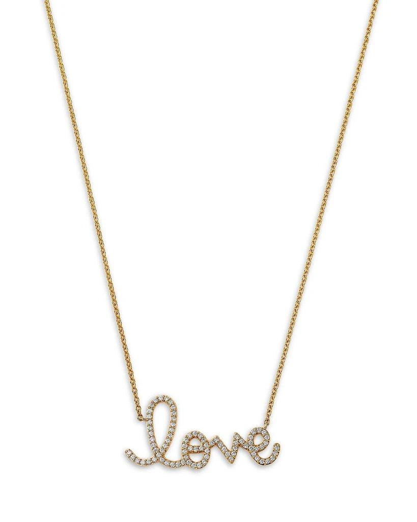 商品Sydney Evan|14K Yellow Gold Diamond Big Love Script Pendant Necklace, 18",价格¥26319,第1张图片