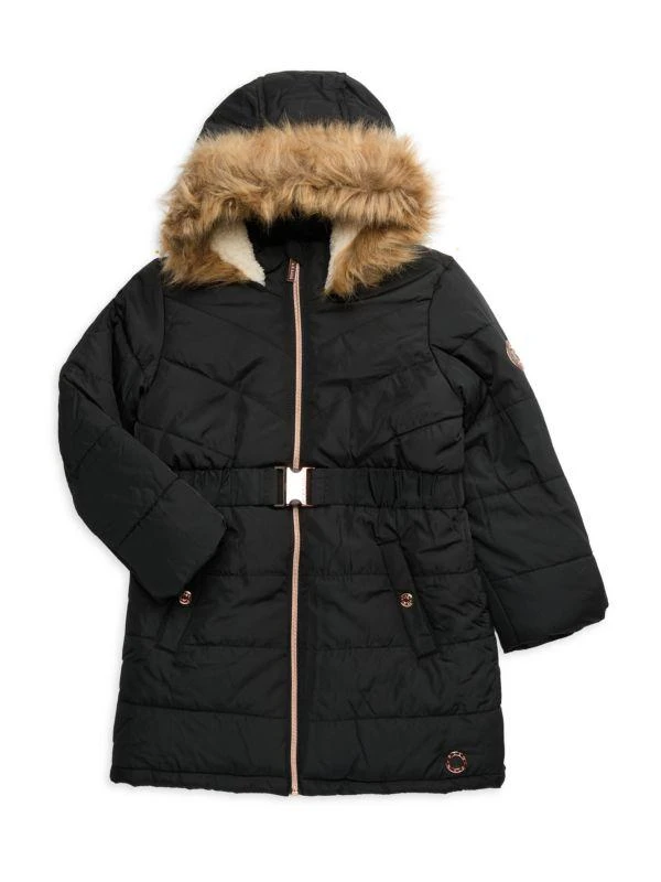 商品BCBG|Little Girl's & Girl's Faux Fur Trim Hooded Puffer Jacket,价格¥563,第1张图片