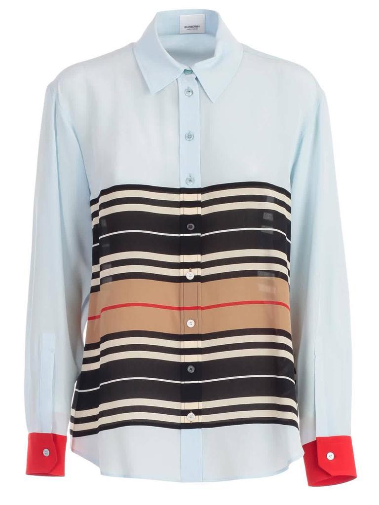 商品Burberry|Ladies Blue Icon Striped Oversized Shirt,价格¥3429-¥3563,第1张图片