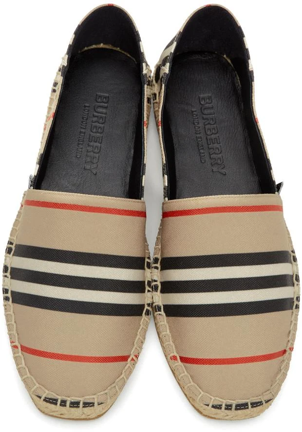 商品Burberry|驼色 Icon Stripe Alport 草编鞋,价格¥4821,第5张图片详细描述