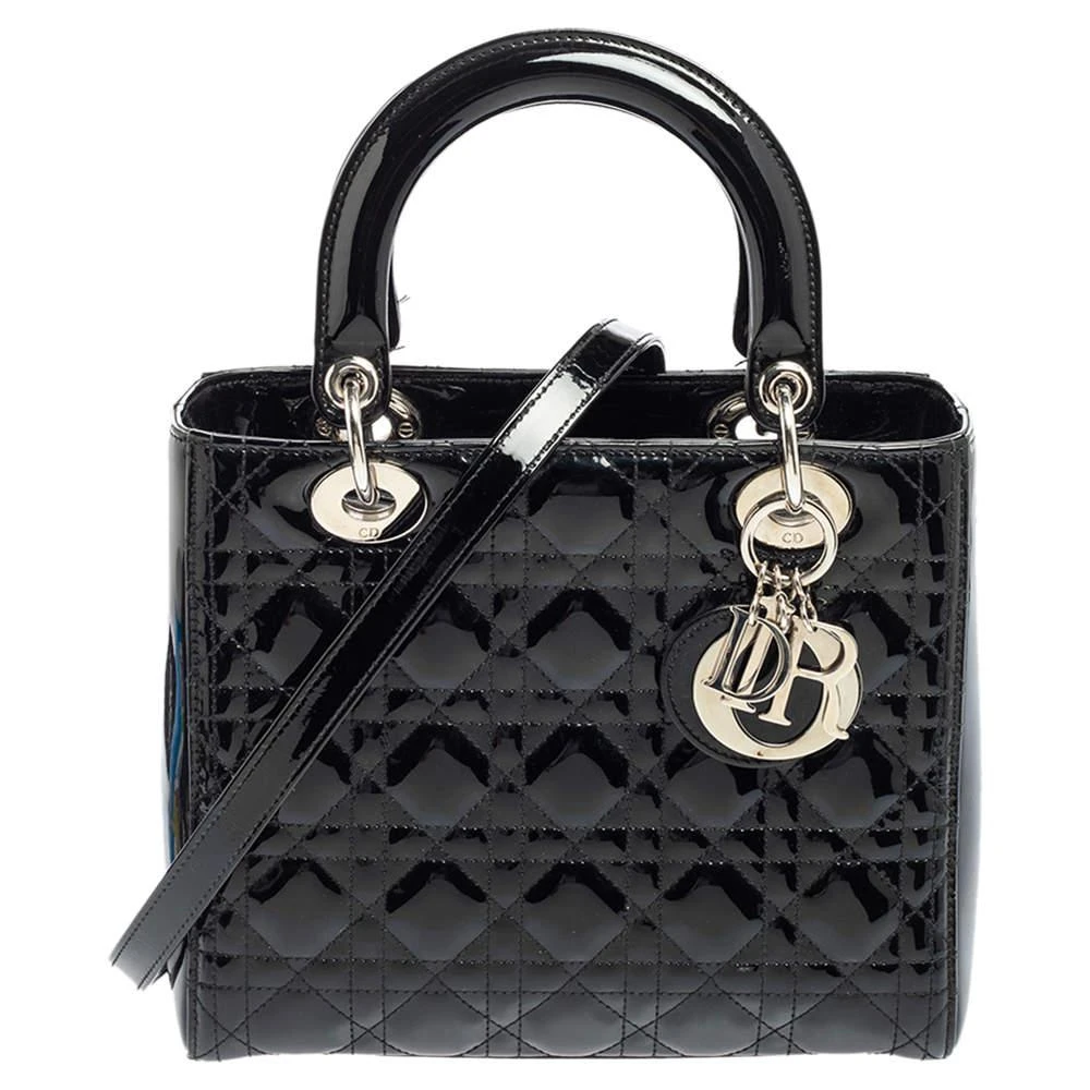 商品[二手商品] Dior|Dior Black Cannage Patent Leather Medium Lady Dior Tote,价格¥16375,第1张图片