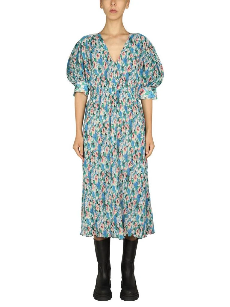 商品Ganni|Ganni Floral Printed V-Neck Midi Dress,价格¥2493,第1张图片