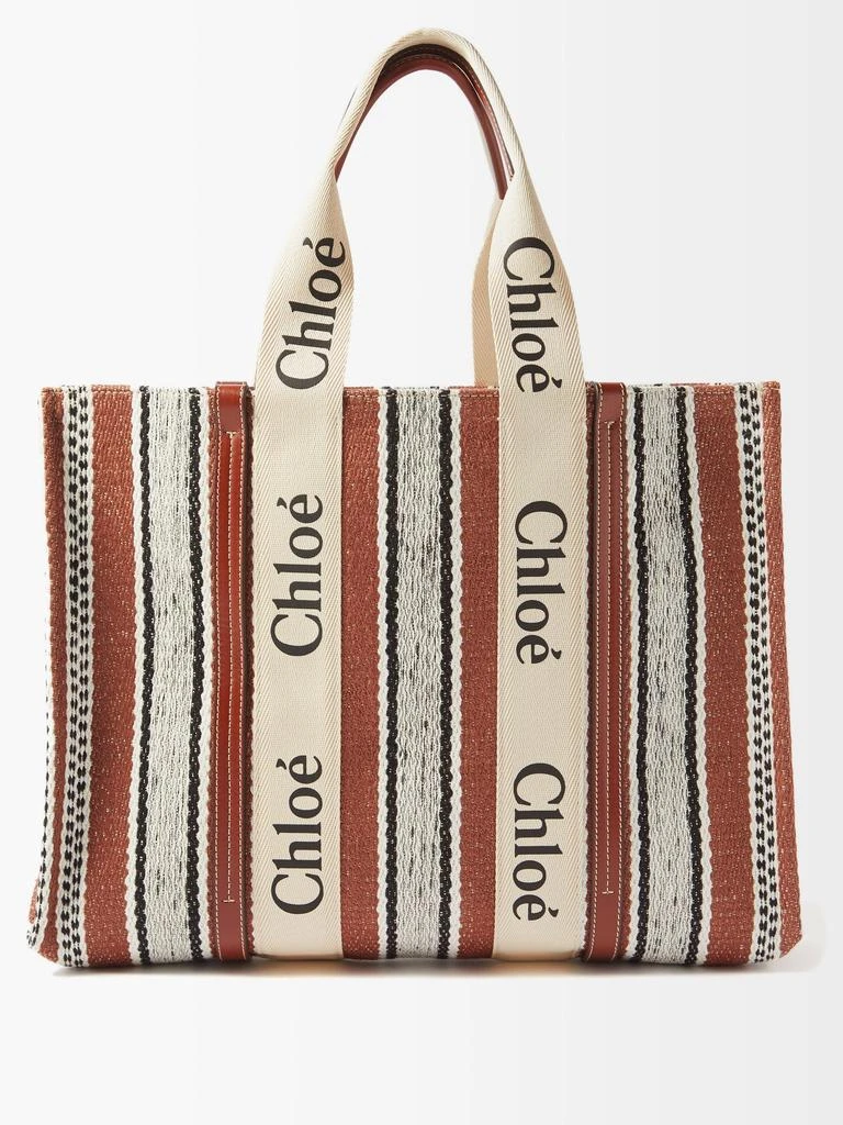 商品Chloé|Woody striped canvas tote bag,价格¥9369,第1张图片