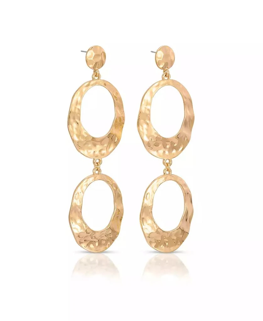 商品Ettika Jewelry|18K Gold-Plated Hammered Double Oval Link Drop Earrings,价格¥412,第3张图片详细描述