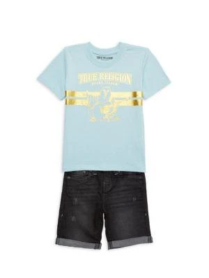 商品True Religion|Little Boy's 2-Piece Logo Tee & Denim Shorts Set,价格¥159,第1张图片