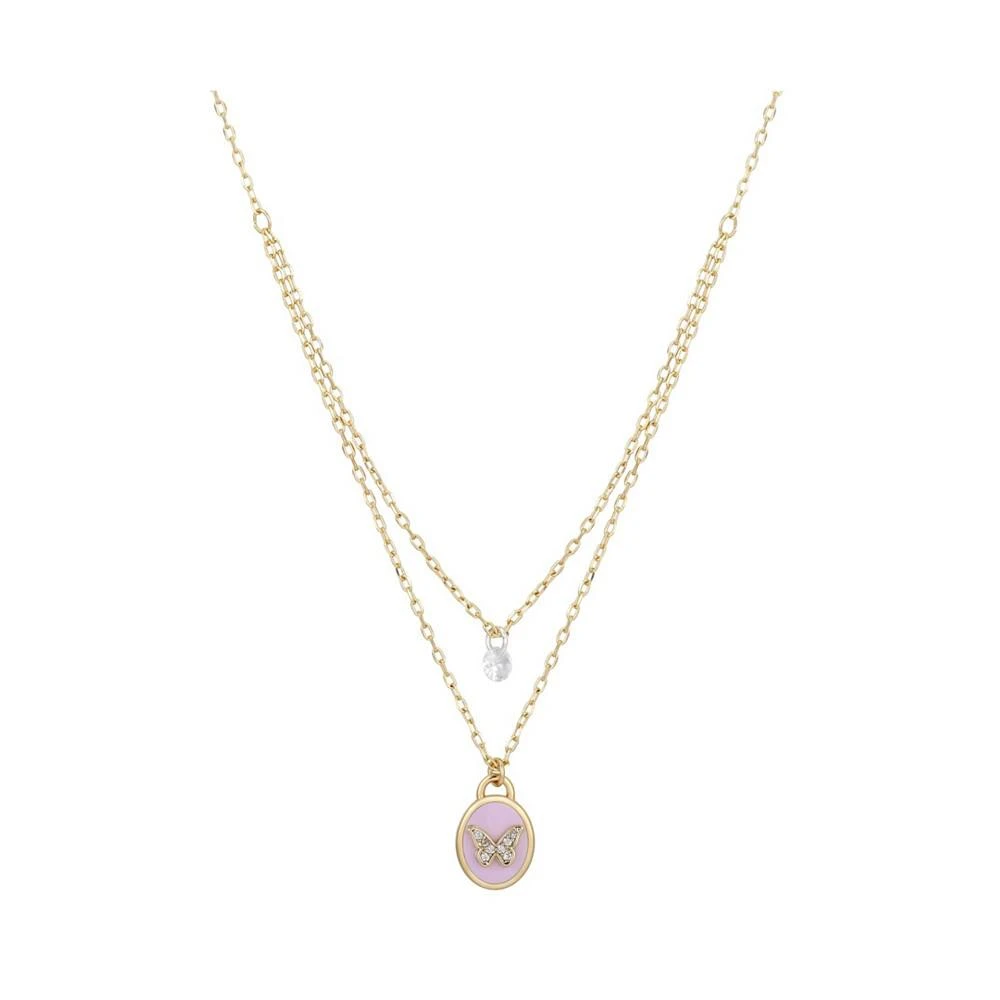 商品Unwritten|14K Gold Flash-Plated Pink Enamel Butterfly Layered Pendant Necklace,价格¥75,第1张图片