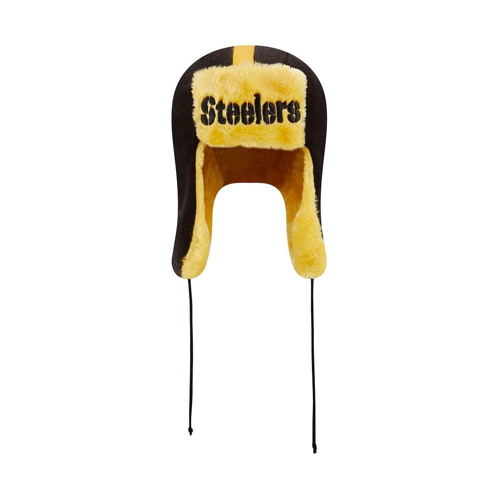 Men's Black Pittsburgh Steelers Helmet Head Trapper Knit Hat商品第3张图片规格展示