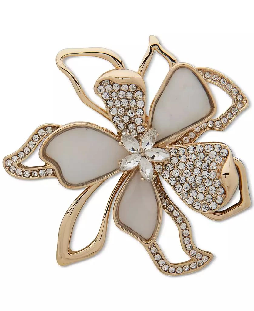 商品Anne Klein|Gold-Tone Crystal & Mother-of-Pearl Flower Pin,价格¥166,第1张图片