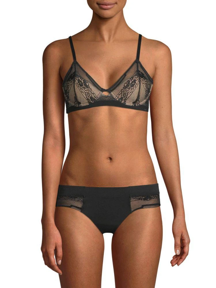 商品Calvin Klein|CK Black Garden Stripe Lace Lightly Lined Triangle Bra,价格¥128,第1张图片