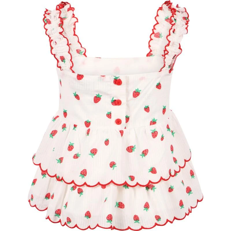 商品Stella McCartney|Strawberries print ruffled layers top in white and red,价格¥677,第2张图片详细描述