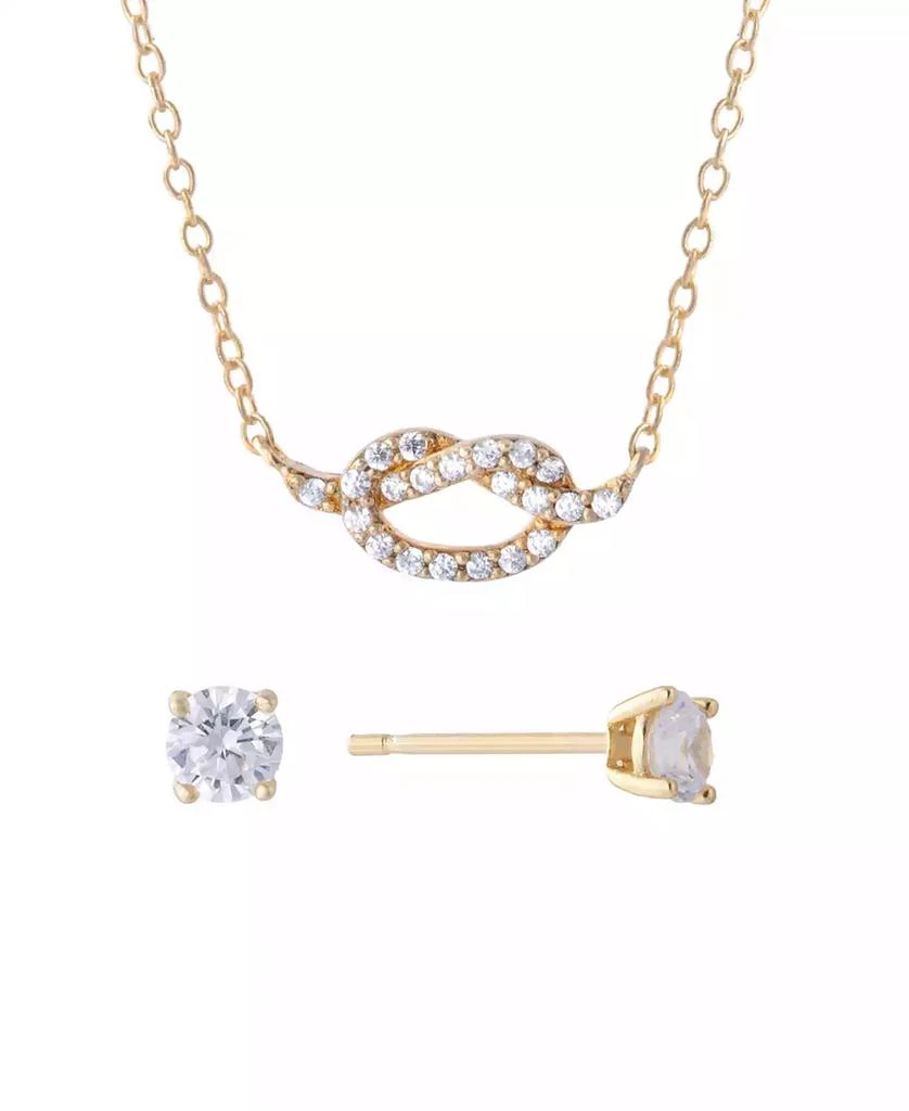 商品Giani Bernini|Gianni Bernini 2-Piece Cubic Zirconia Love Frontal Necklace and Stud Earrings Set (1.31 ct. t.w.) in 18K Gold Over Sterling Silver,价格¥764,第1张图片