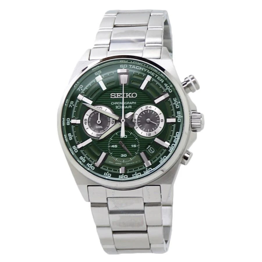 商品Seiko|Chronograph Quartz Green Dial Stainless Steel Men's Watch SSB405P1,价格¥1036,第1张图片